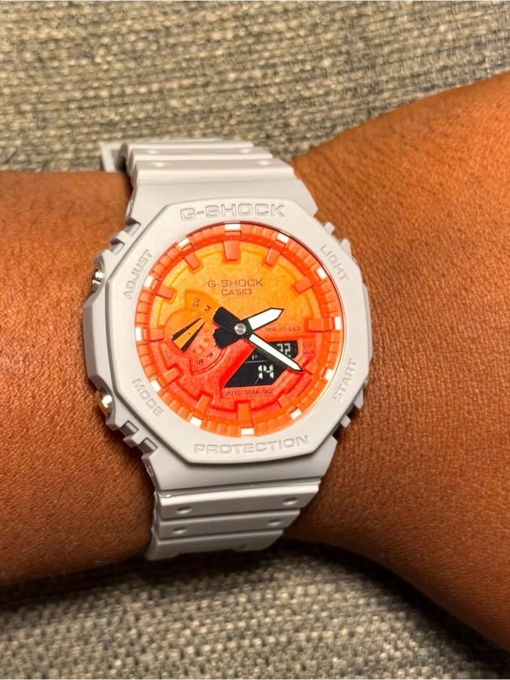 G-Shock Casio White and Orange Analog-Digital Watch